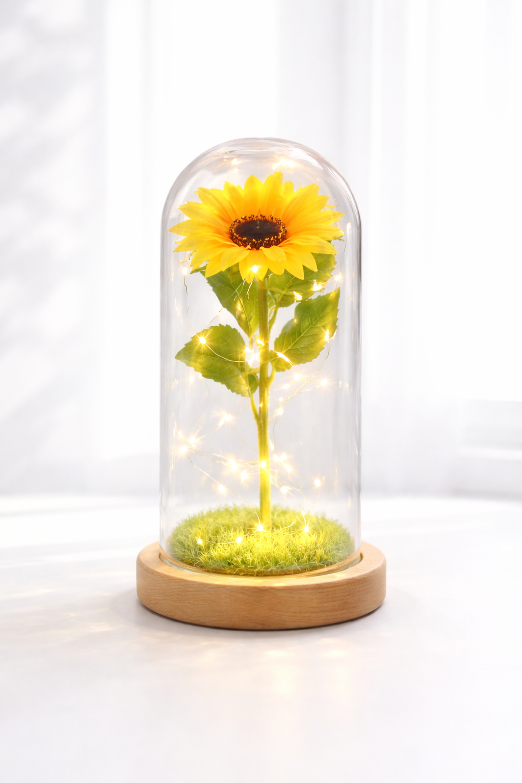 Girassol Encantado A Bela e A Fera - Luminária Abajur com LED