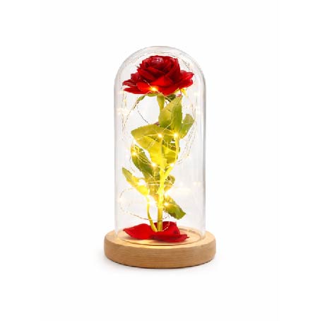 Rosa Encantada A Bela e A Fera - Luminária Abajur com LED