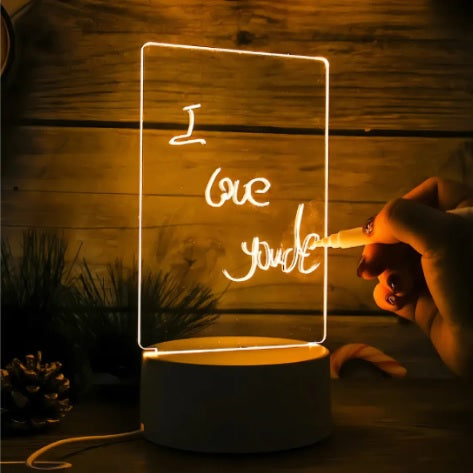 Luminária Abajur Tela pra Escrever LED 3D com USB + CANETA