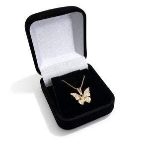 Colar Borboleta Zircônia Caixinha Cordão Veneziano Banhado a Ouro 18k