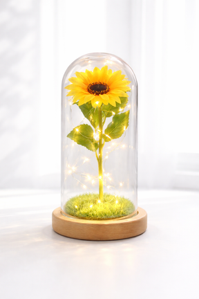 Girassol Encantado A Bela e A Fera - Luminária Abajur com LED