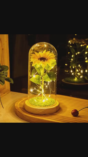 Girassol Encantado A Bela e A Fera - Luminária Abajur com LED